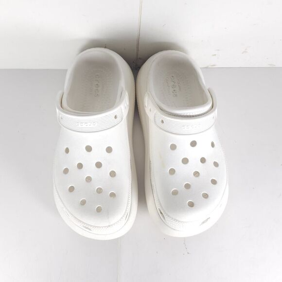 Crocs Women's Mega Crush US7 Triple White Platform Wedge Classic Clogs Sandals - Picture 4 of 16